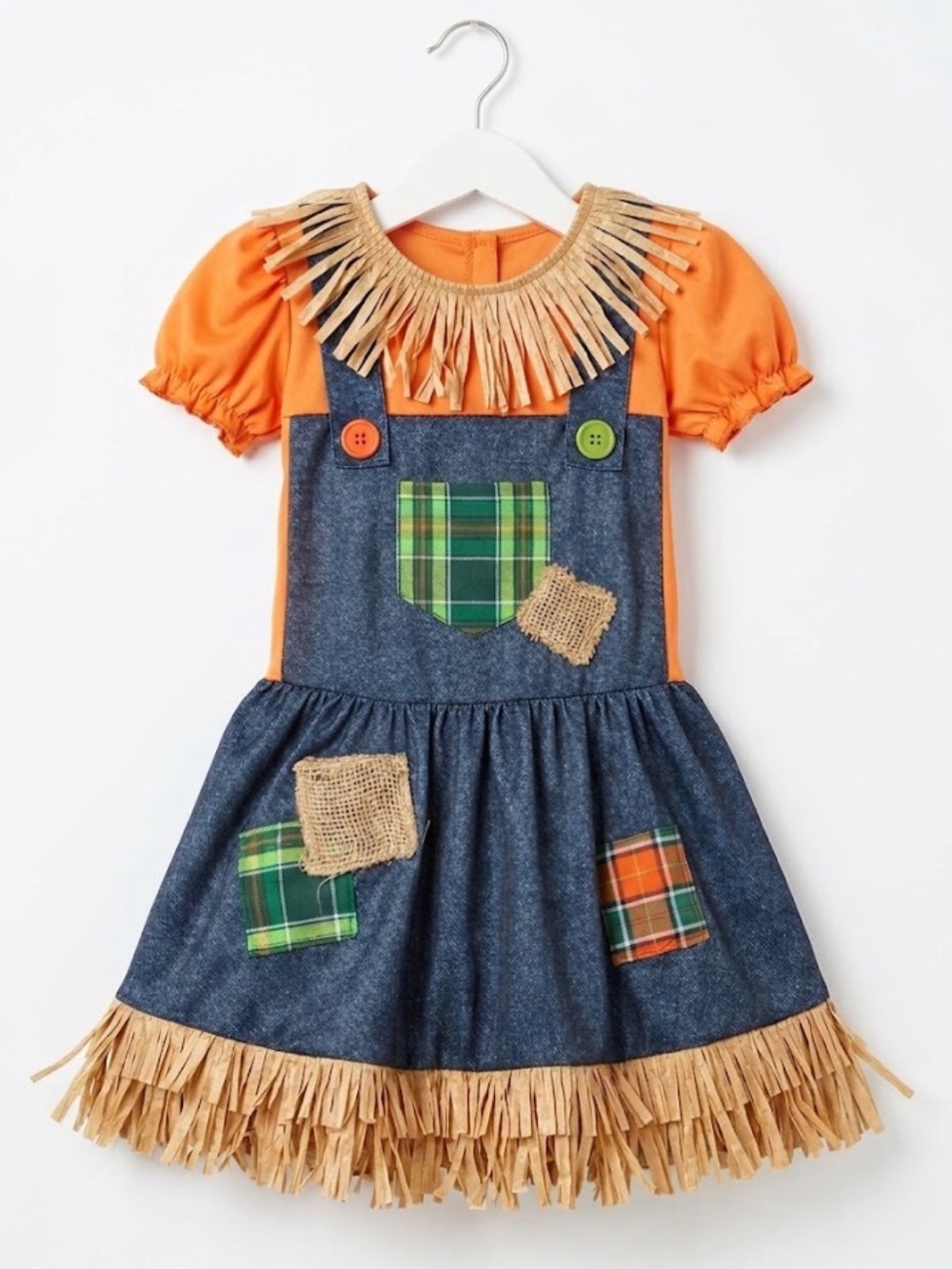 Adorable Girls Scarecrow Dress Costume